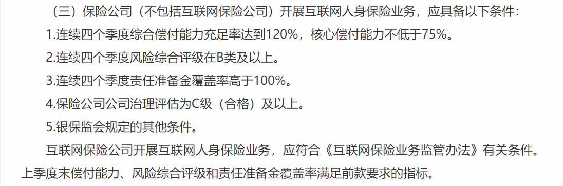 2021互联网人身险新规准入条件