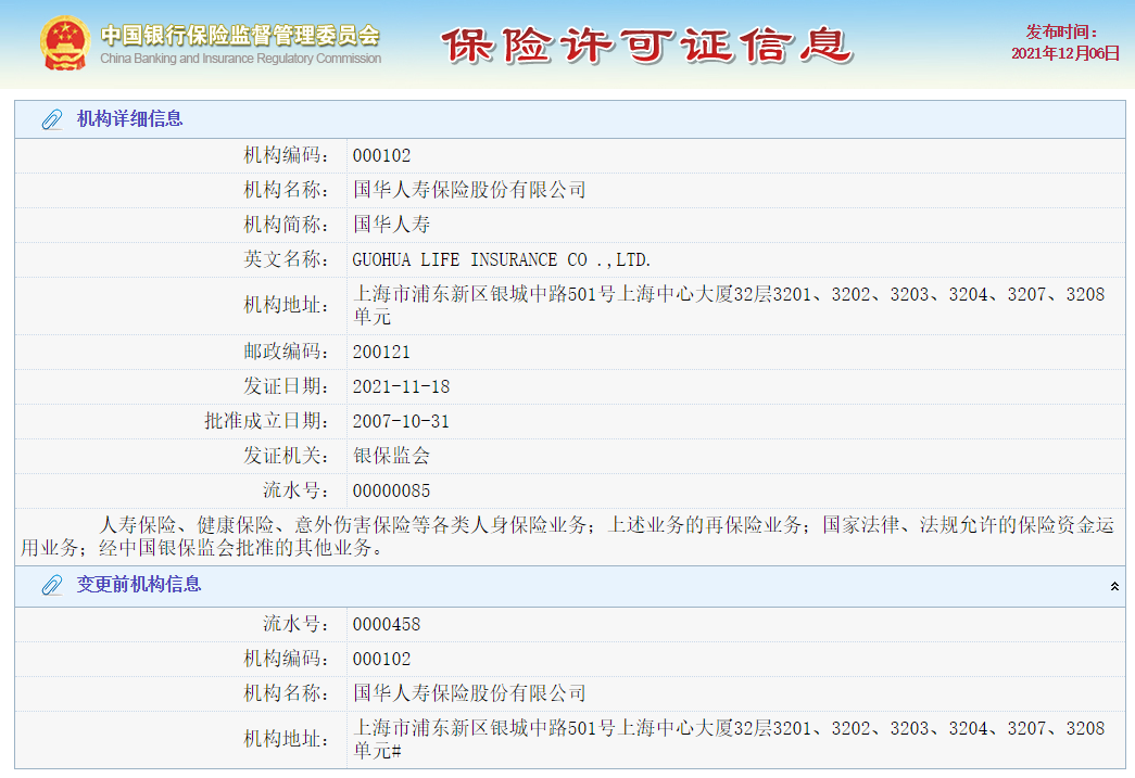 保险许可证信息